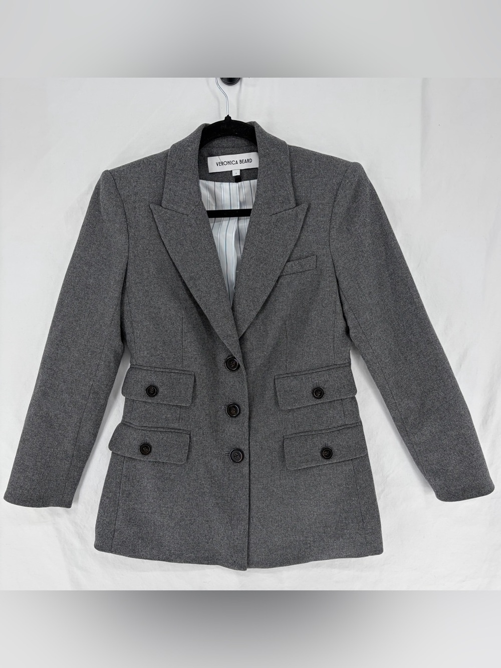 Veronica Beard Nalani Dickey Blazer Women’s Size 2 Wool Blend Tailored 3 Button